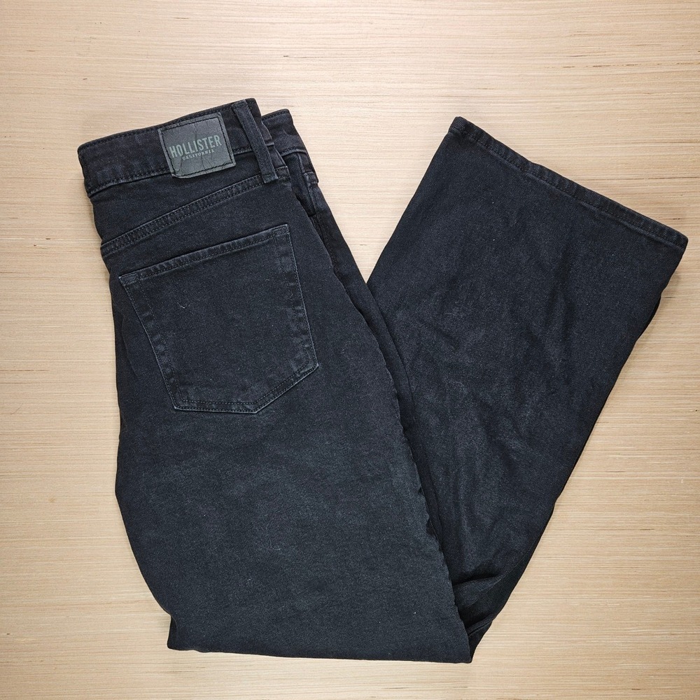 Hollister Women High Rise Vintage Baggy Black Wash Denim Jeans 5S 27x29 NEW
